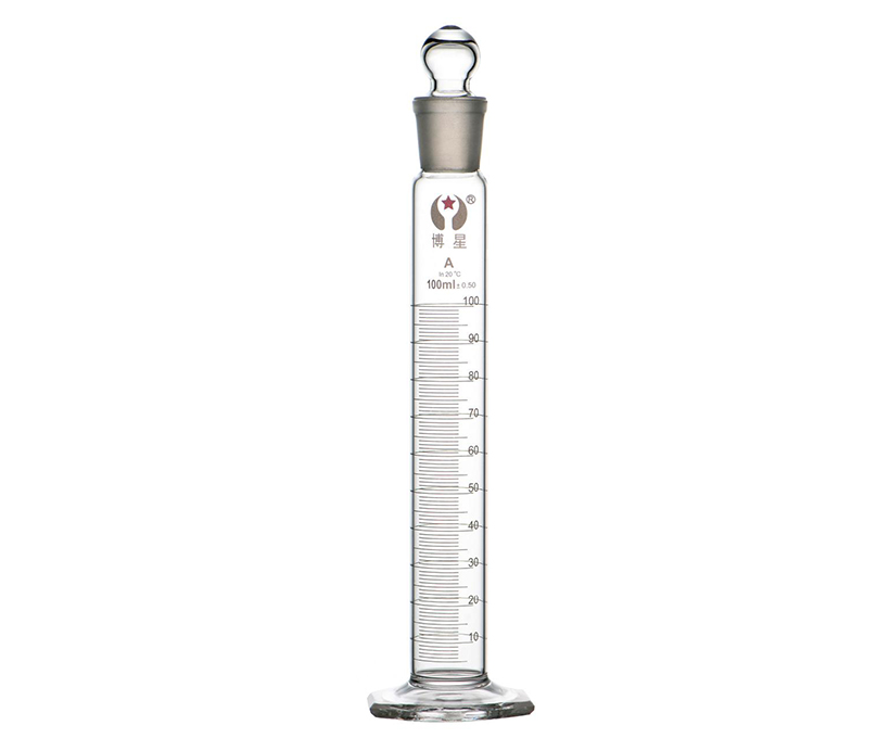 1603 Glass Mixing Graduated Cylinder with Ground Glass Stopper & Hexagonal Base