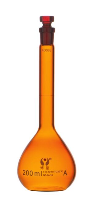 1622-1 Class A Amber Glass Volumetric Flask (UV-Protection, Serialized)