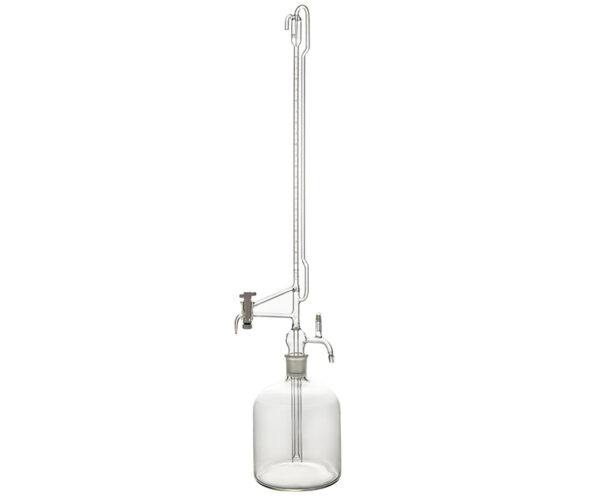 1655-2 Class A Automatic Zeroing Clear Glass Burette Set with PTFE Stopcock & Reservoir Bottle